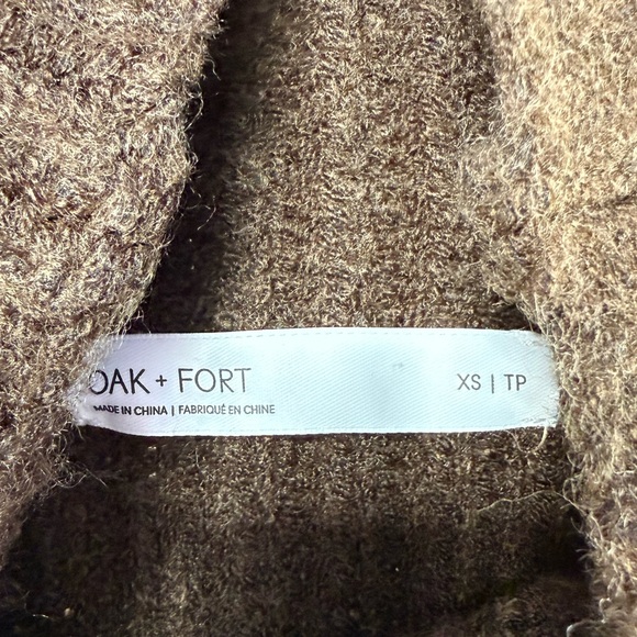 OAK + FORT Ribbed Mockneck Sweater in Chocolate Brown Size Extra Small - Picture 5 of 8